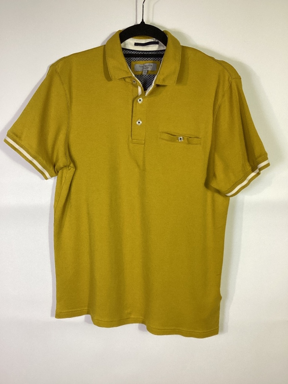 Ted Baker Yellow Polo Shirt with White Accents Sz 2 / M